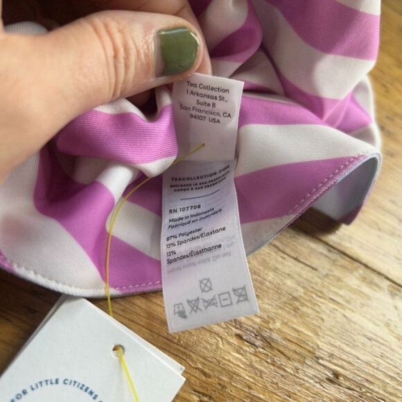 NWT Tea Collection 2- 4 M Reversible Baby Sun Hat Striped Ice Cream Cones UPF 40 - Picture 4 of 8